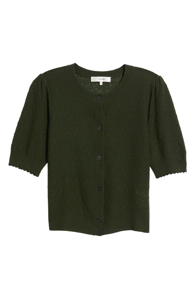 FRAME The Pointelle Wool & Cashmere Cardigan, Alternate, color, Military