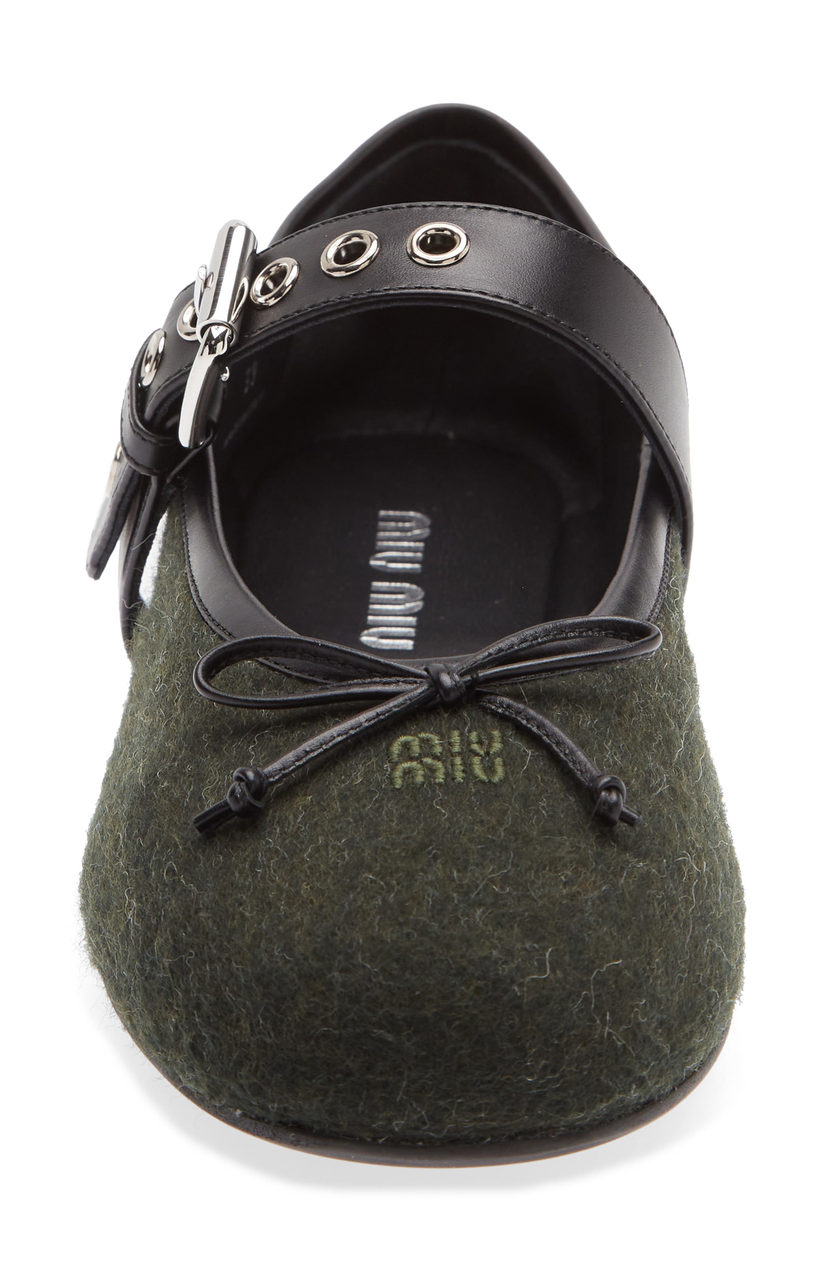 Virgin Wool Flannel Mary Jane Ballet Flat, Alternate, color, LODEN