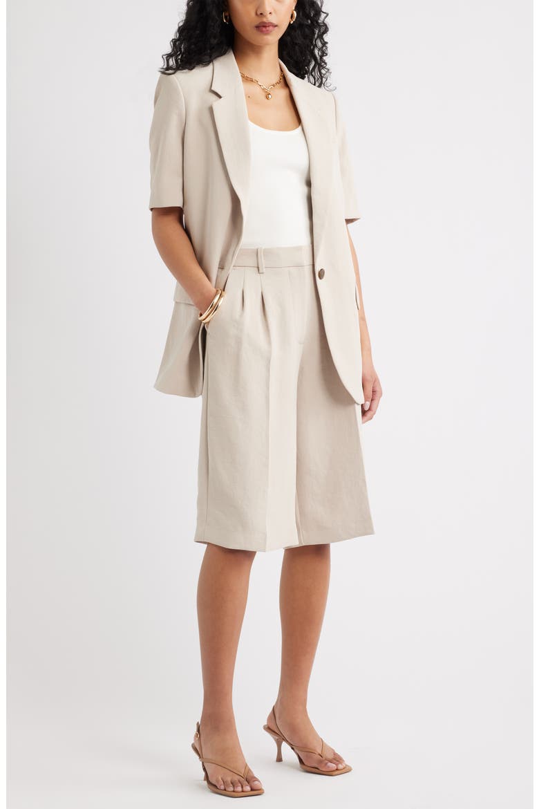 Curator Crepe Short Sleeve Blazer, Alternate, color, GREY FEATHER