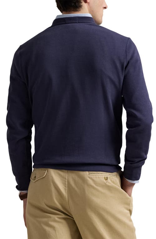 Polo Ralph Lauren Navy Blue Cotton Blend Sweatshirt With Iconic Bear Logo In Blue