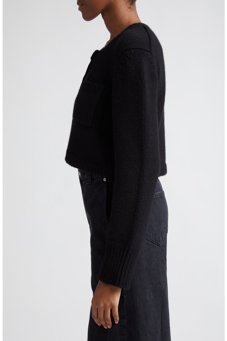Lavan Cashmere Crop Cardigan, Alternate, color, BLACK