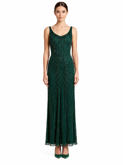 Beaded V-Neck Gown