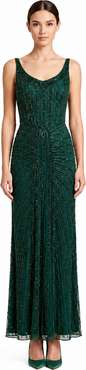 LARA New York Beaded V-Neck Gown