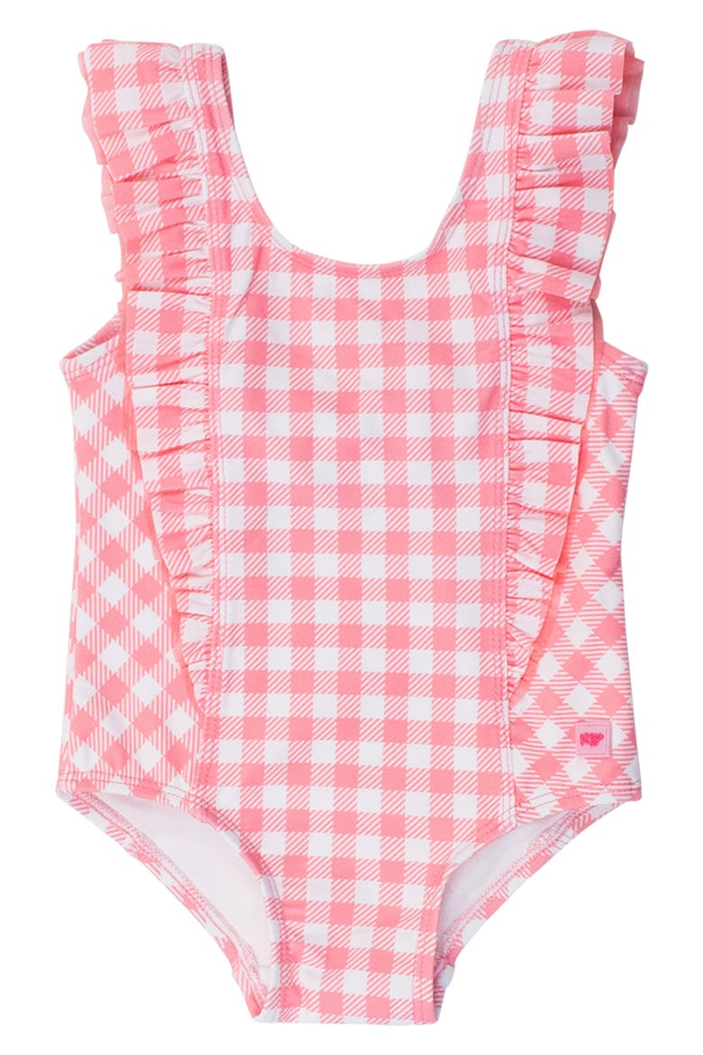 Periwinkle Blue Gingham One-Piece Swimsuit, Main, color, PINK