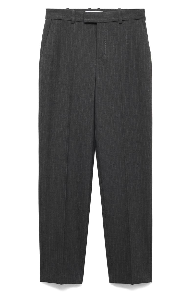MANGO Pinstripe Straight Leg Pants, Alternate, color, Dark Heather Grey