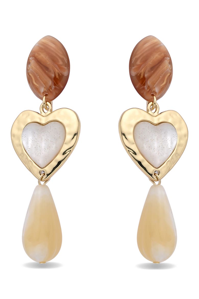 Zenaida Heart Statement Drop Earrings, Alternate, color, GOLD