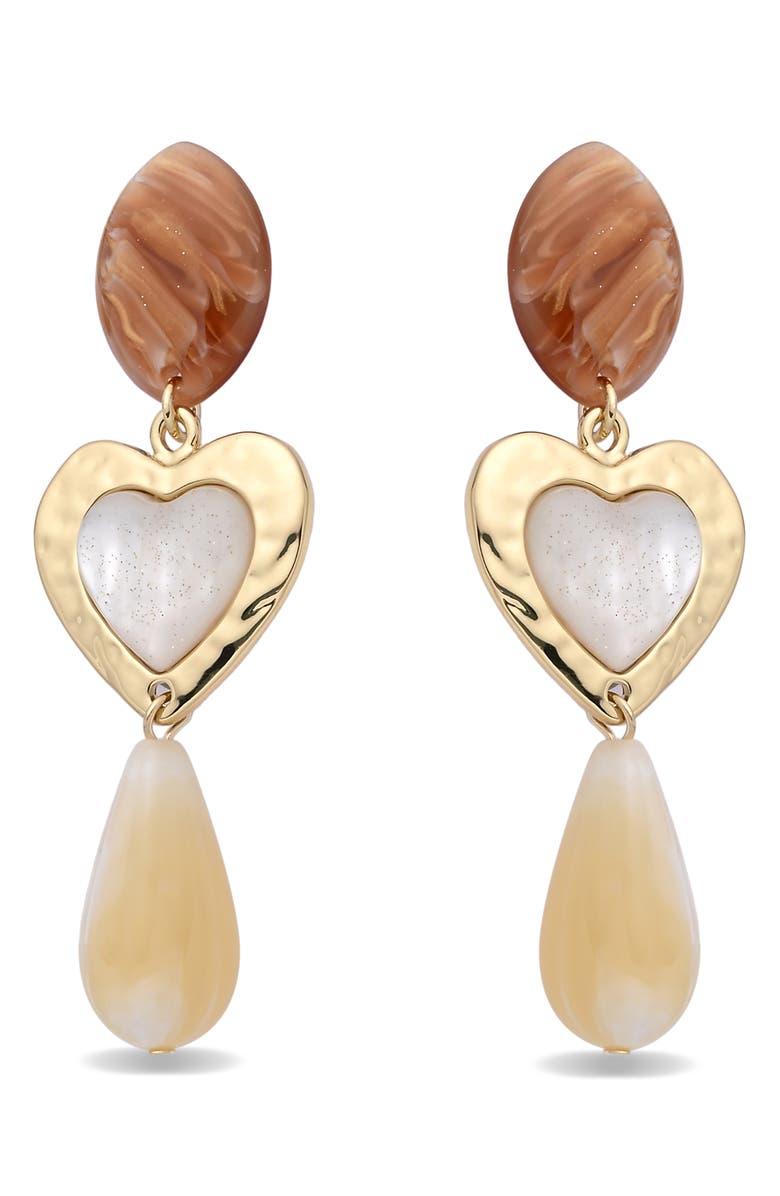 EYE CANDY LOS ANGELES Zenaida Heart Statement Drop Earrings, Alternate, color, Gold