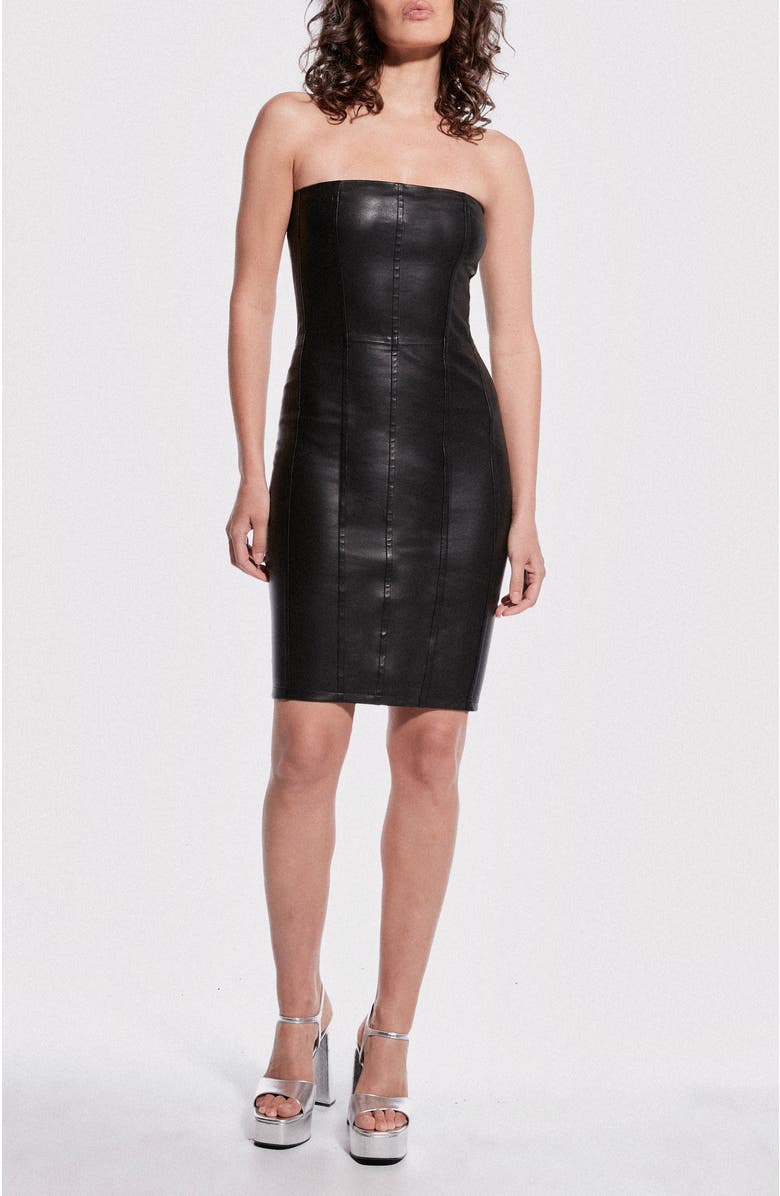 AS by DF Revenge Stretch Leather Dress, Main, color, Black