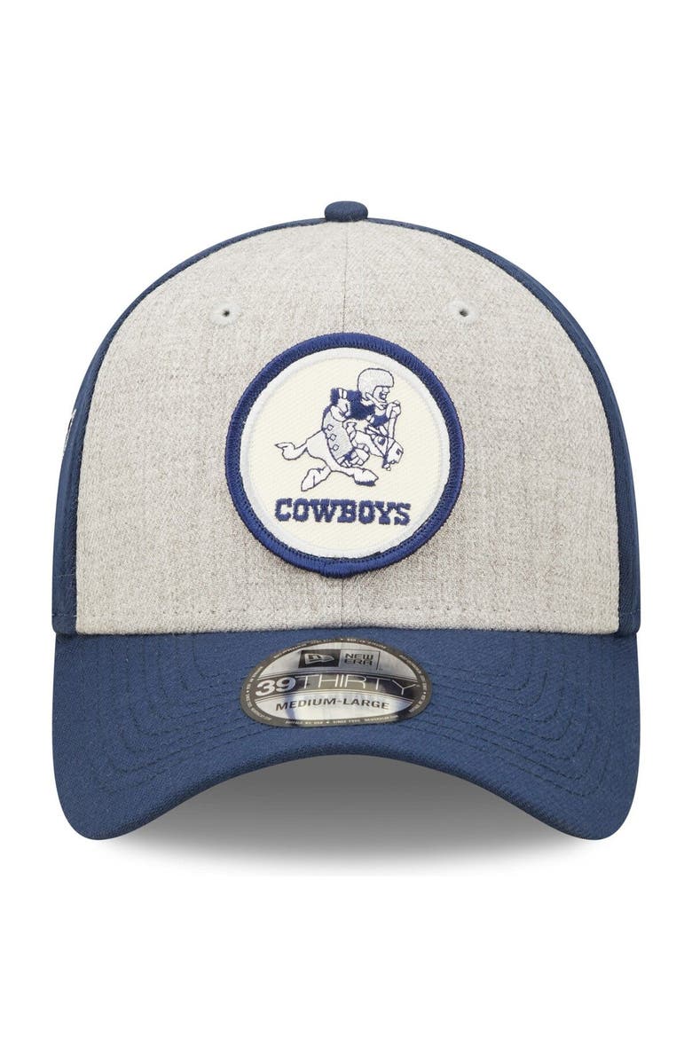 New Era Men's New Era Heathered Gray/Navy Dallas Cowboys 2022 Sideline 39THIRTY Historic Flex Hat, Alternate, color,