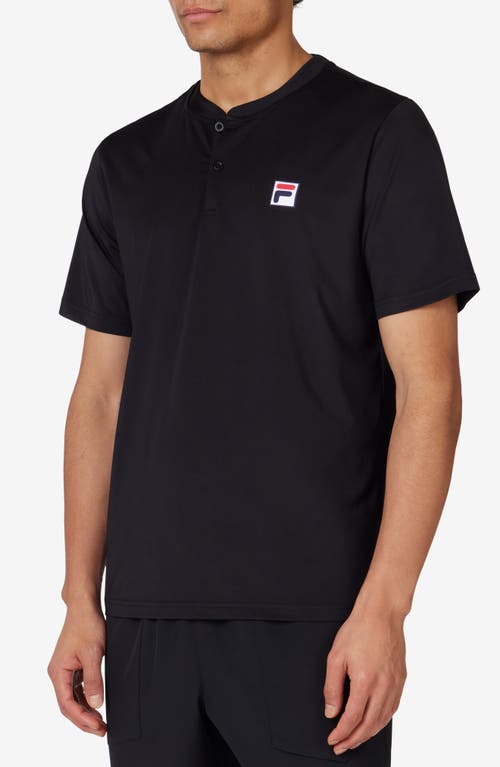 FILA Tennis Essentials Short Sleeve Performance Henley in Black 