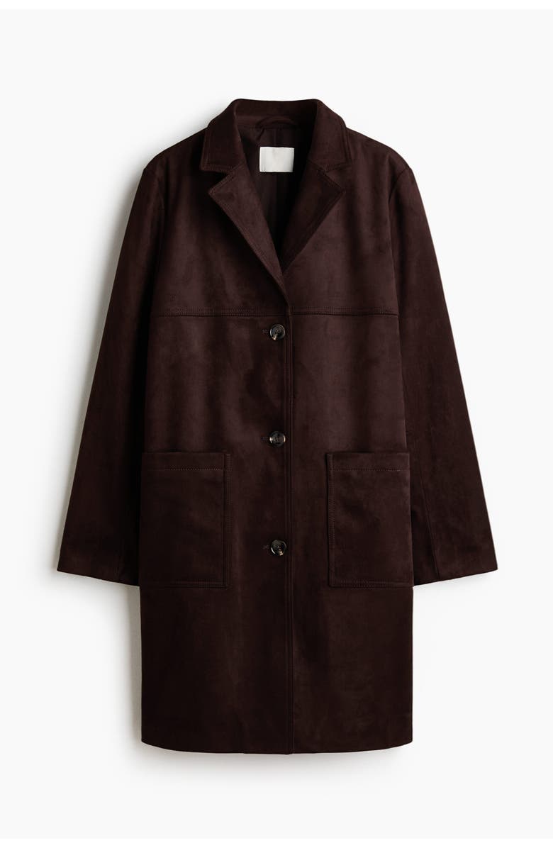 H&M Knee-length Coat, Alternate, color, Dark Brown