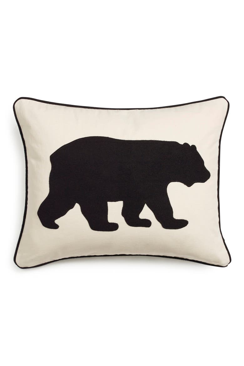 Bear Throw Pillow, Main, color, BLACK