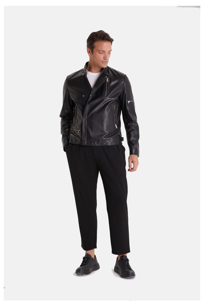 Tobias Leather Jacket, Alternate, color, Black