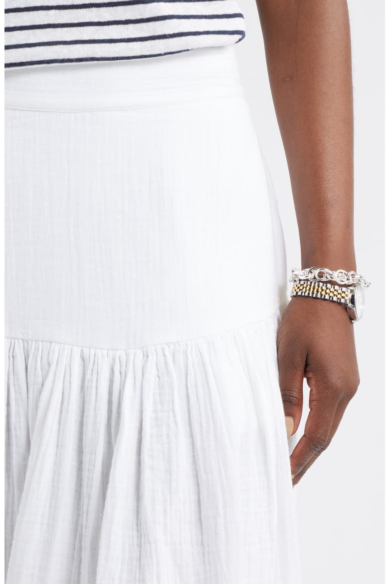 Cotton Gauze Midi Skirt, Alternate, color, WHITE