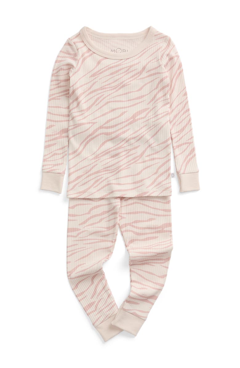 MORI Ribbed Print Pyjama Set, Main, color, Zebra Rose