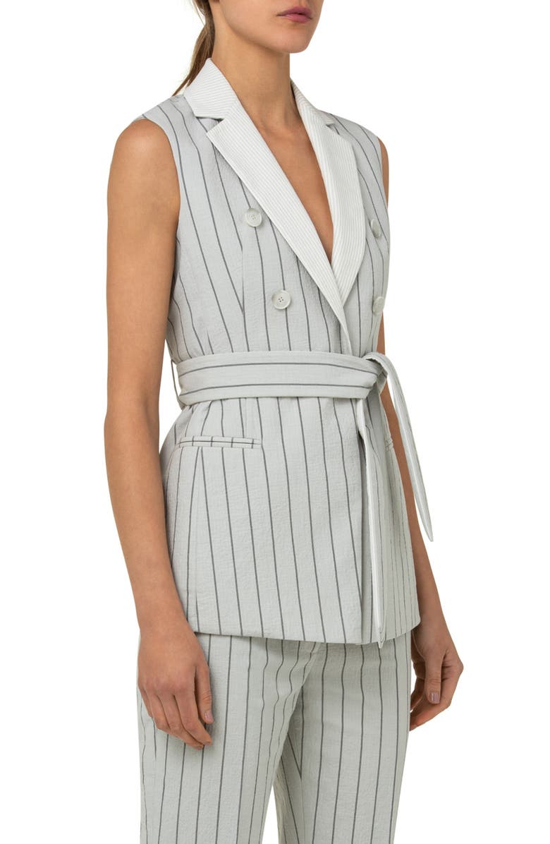 Akris Stripe Double Breasted Belted Vest, Alternate, color, 