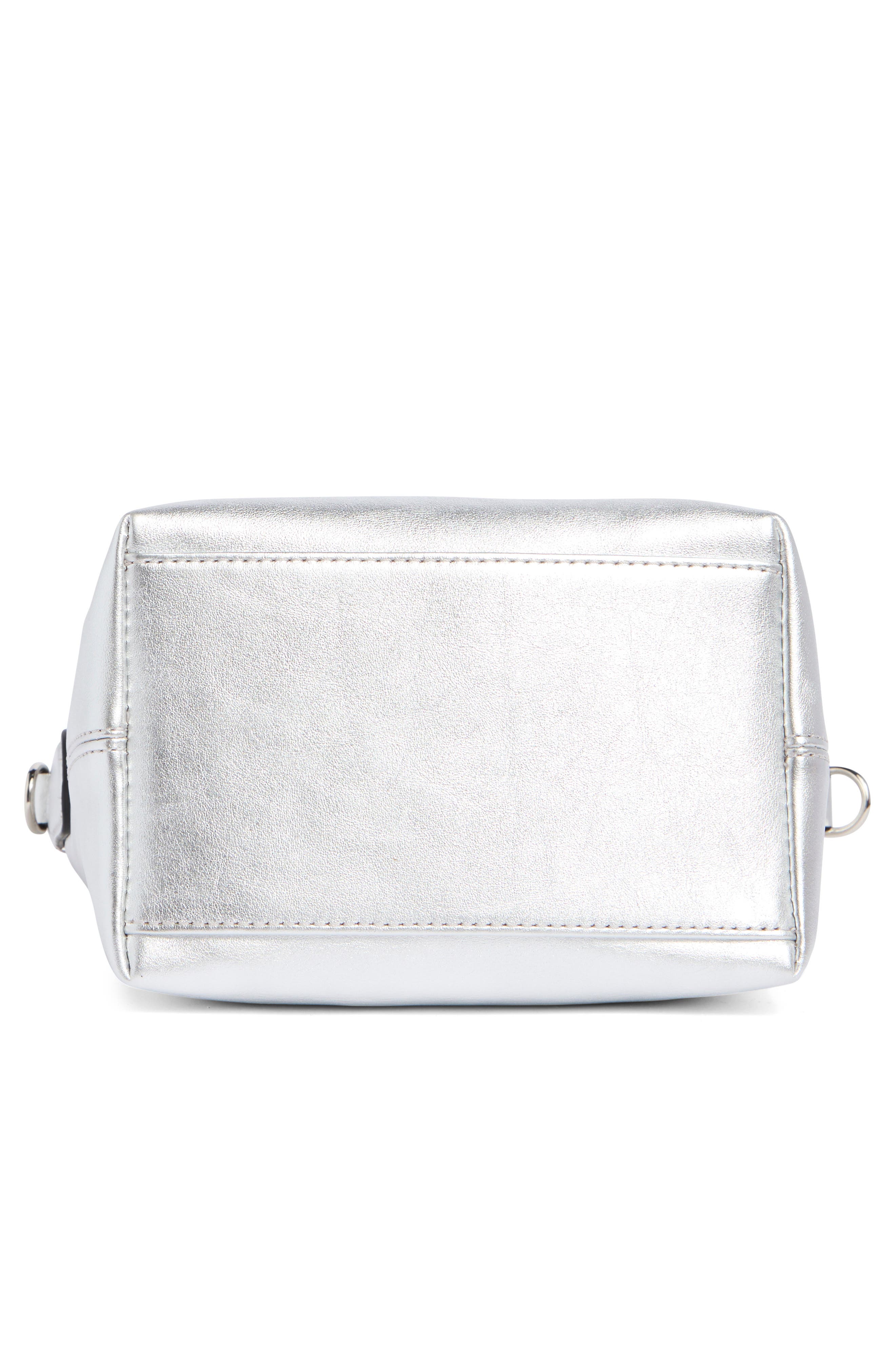 Longchamp Le Roseau Metallic Leather Bucket Bag, Alternate, color, Silver