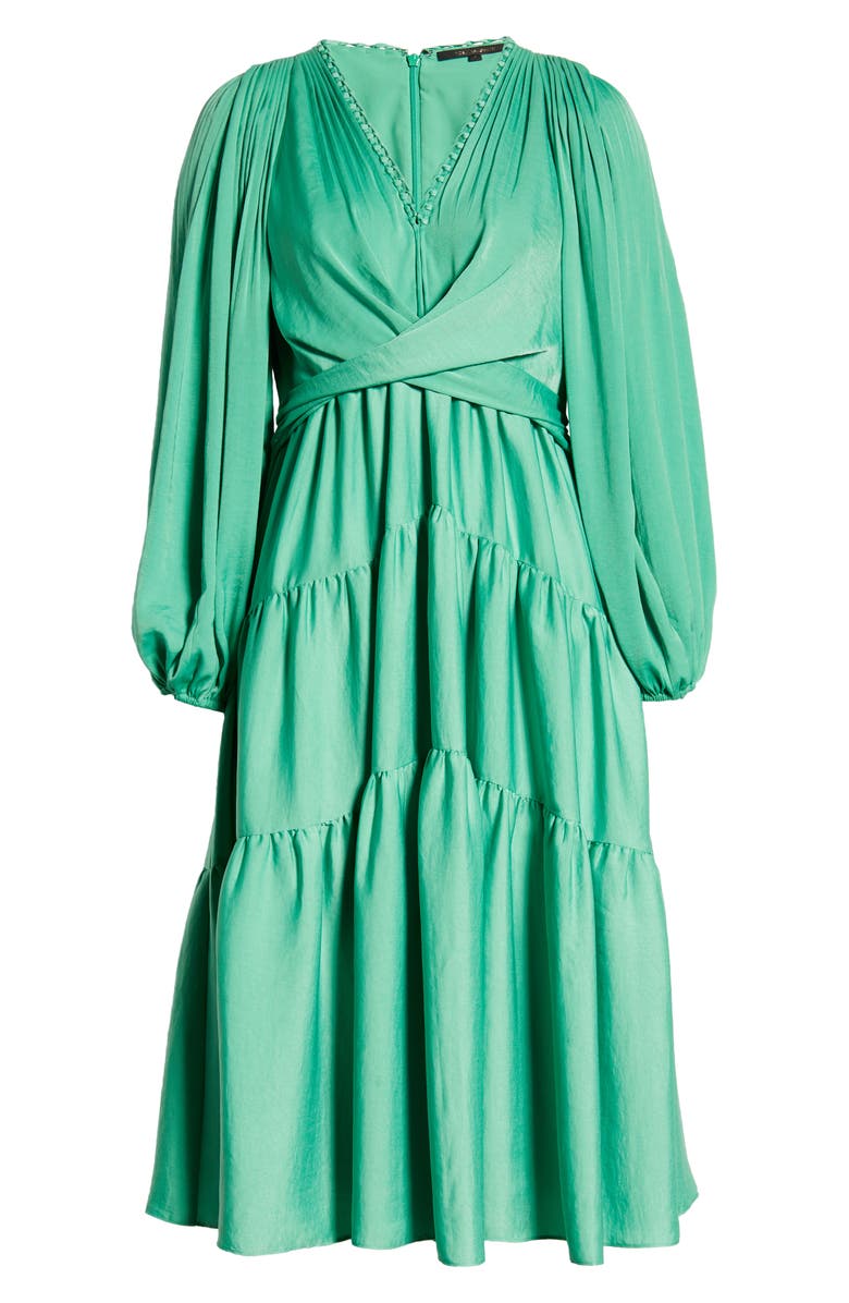 KOBI HALPERIN Vienna Long Sleeve Tiered Satin Dress | Nordstrom