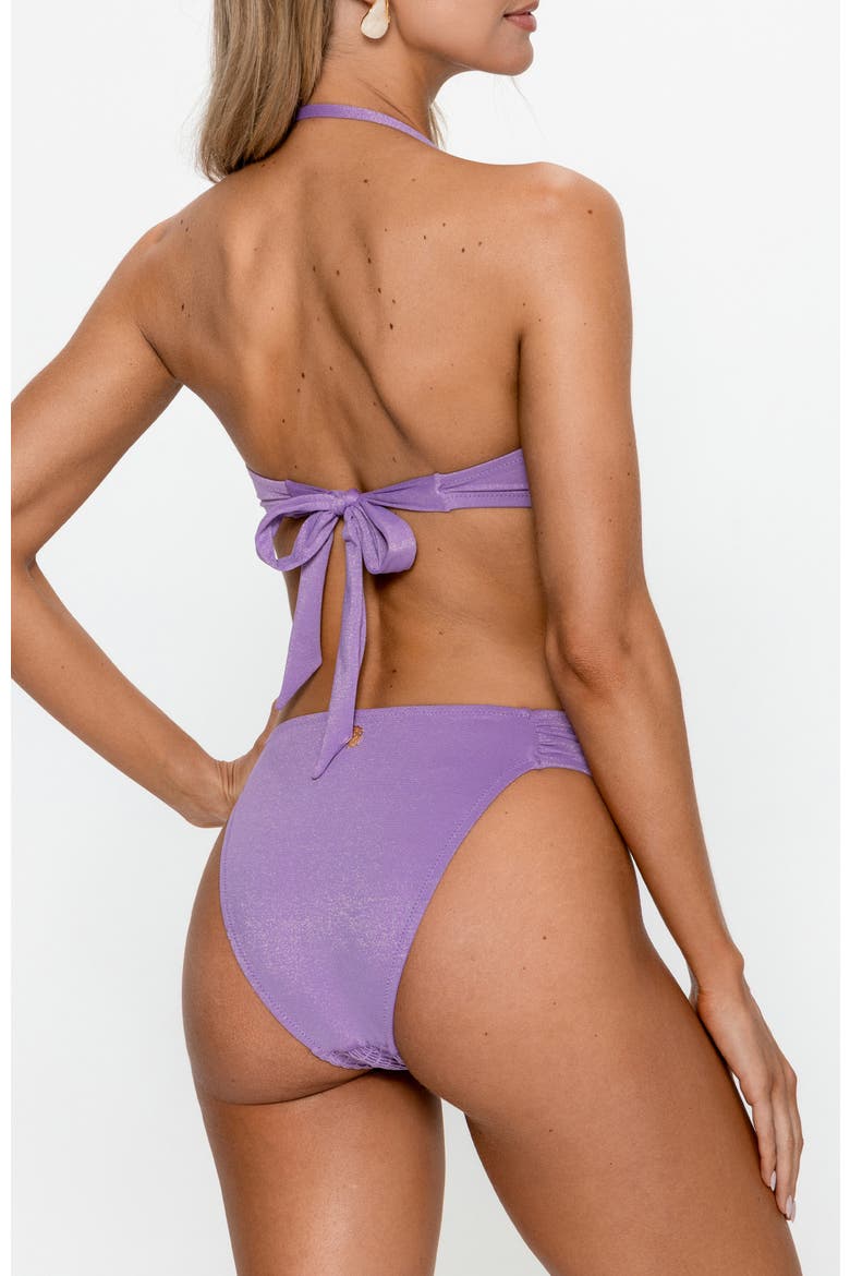Smocked Bandeau Bikini Set with Ring Detail, Alternate, color, Purple