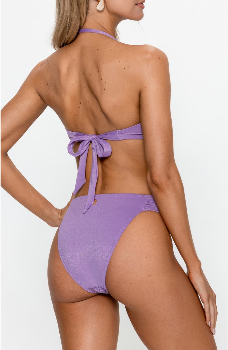 PS By Cupshe Smocked Bandeau Bikini Set with Ring Detail, Alternate, color, Purple