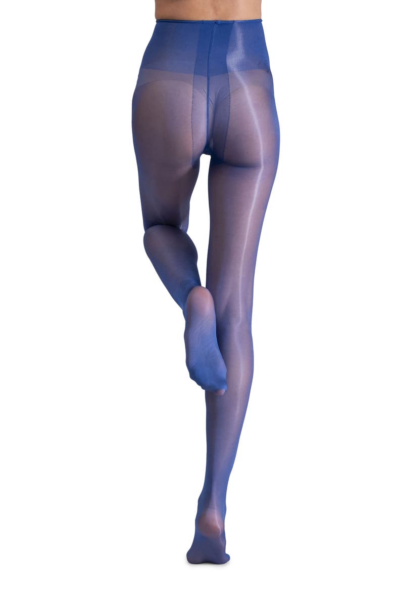 Lustrous Silky Shiny 40-Denier Semi-Opaque Tights, Alternate, color, BLUE
