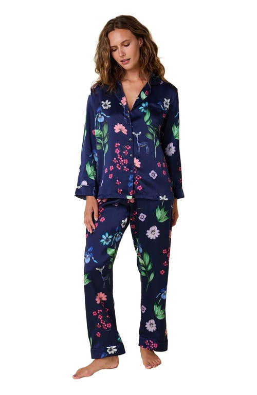 The Cat's Pajamas Deerly Luxe Pima Cotton Capri Pajamas In Blue