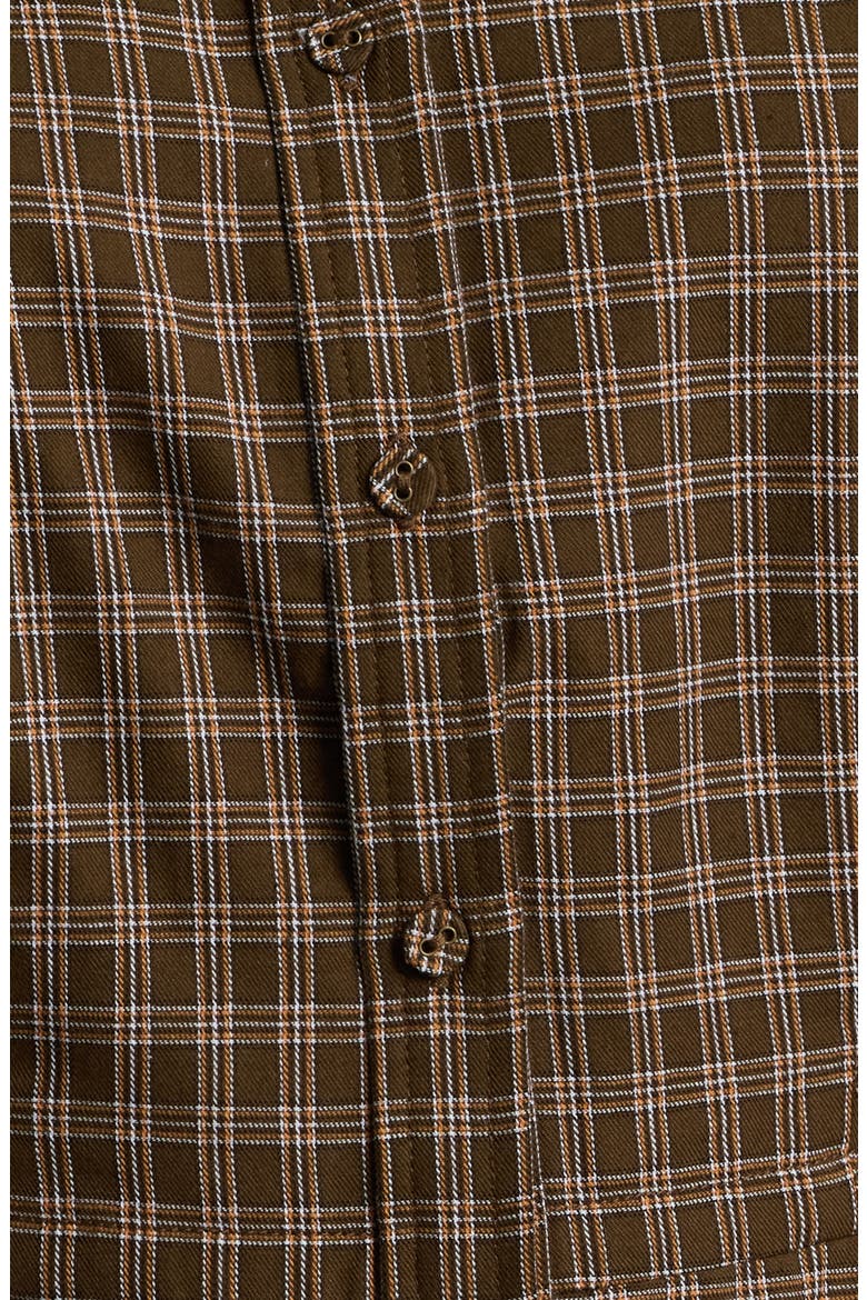 Plaid Ruched Sleeve Peplum Shirt, Alternate, color, COLD BREW MULTI