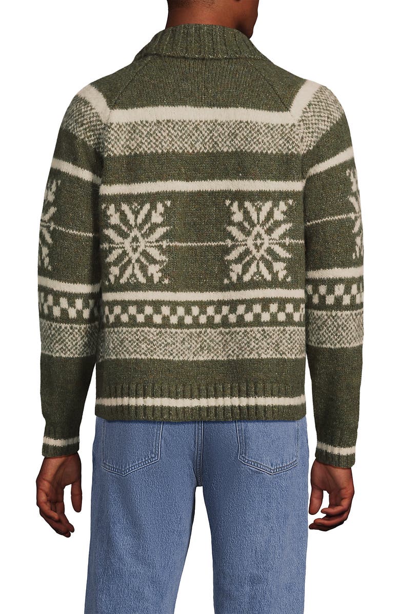 Lands' End Long Sleeve Wool Blend Full Zip Cardigan, Alternate, color, Green Heather