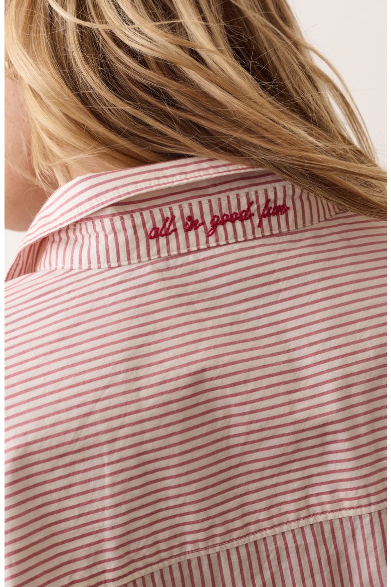 Jane Relaxed Pinstripe Pima Cotton Shirt, Alternate, color, CRIMSON PINSTRIPE