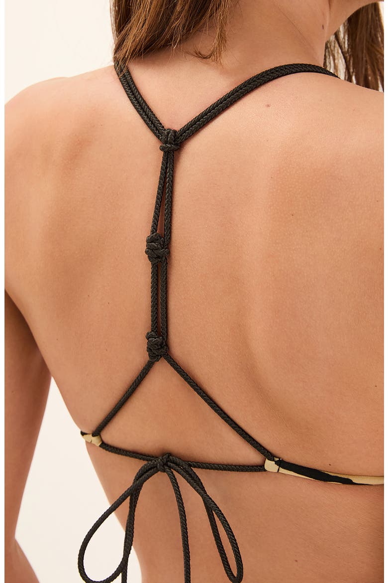 Tyla T-Back Triangle Bikini Top, Alternate, color, BLACK/ BEIGE MULTI