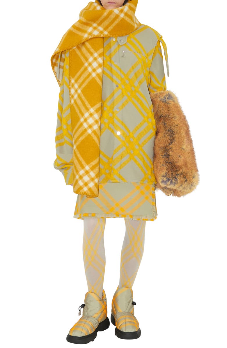 Burberry Check Pleated Kilt Skirt, Alternate, color,