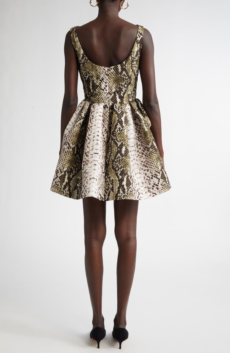 Oscar de la Renta Python Print Silk Faille Fit & Flare, Alternate, color,