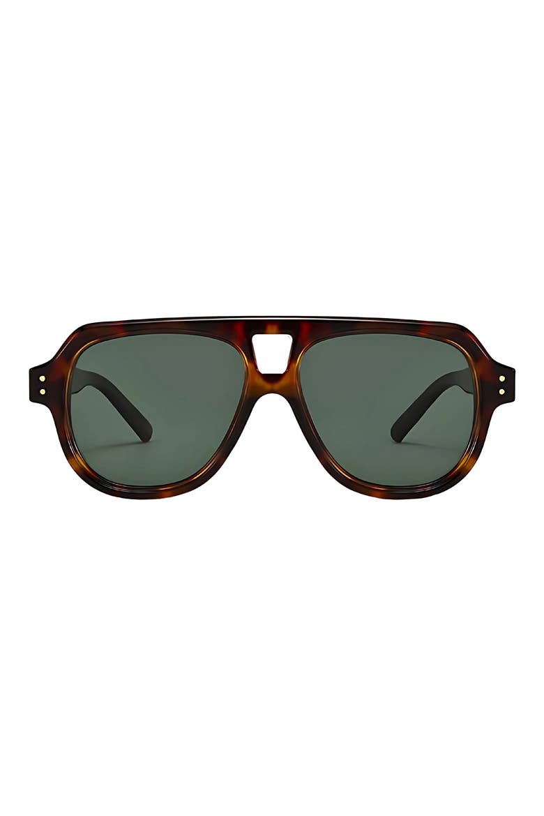Ender 53mm Polarized Aviator Sunglasses, Main, color, TORTE / GREEN