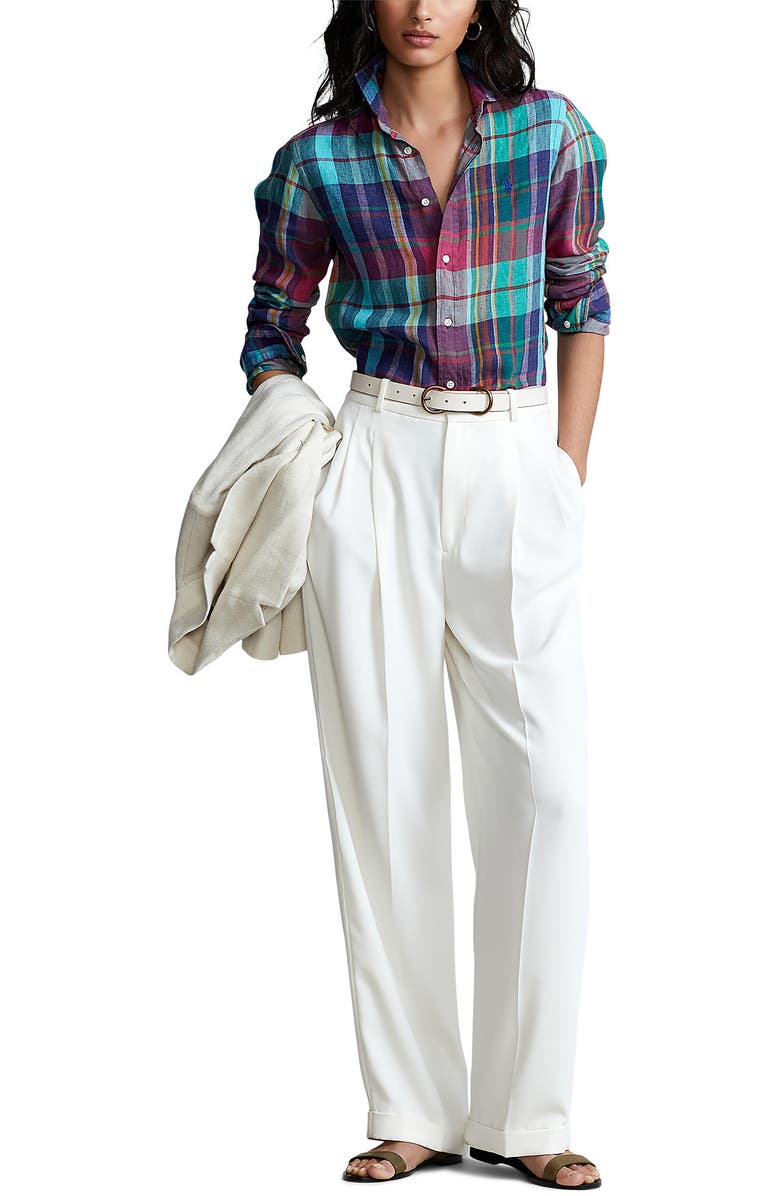 Polo Ralph Lauren Georgia Yarn Dyed Plaid Linen Shirt, Alternate, color,