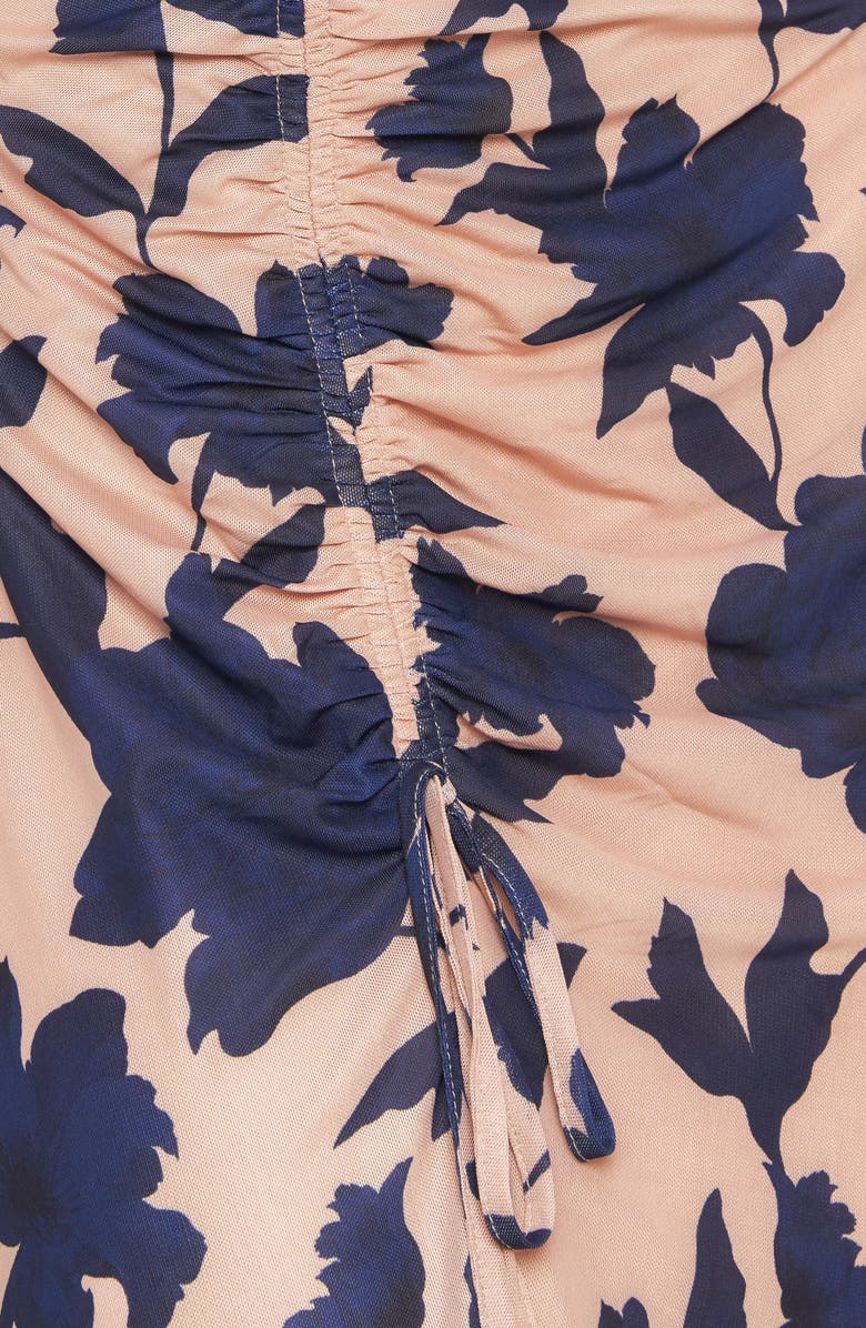 FLYING TOMATO Floral Sleeveless Ruched Mesh Maxi Dress, Alternate, color,