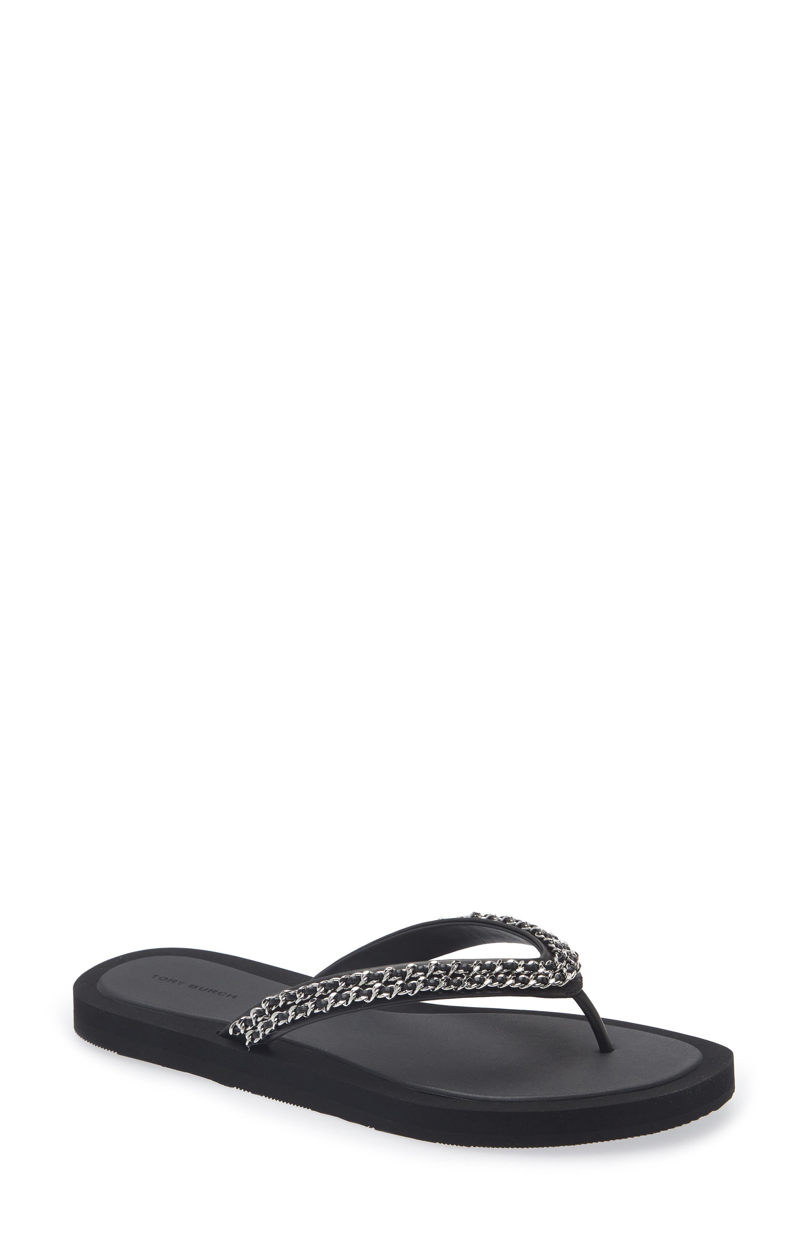 Tory Burch Kira Chain Flip Flop, Main, color, Perfect Black