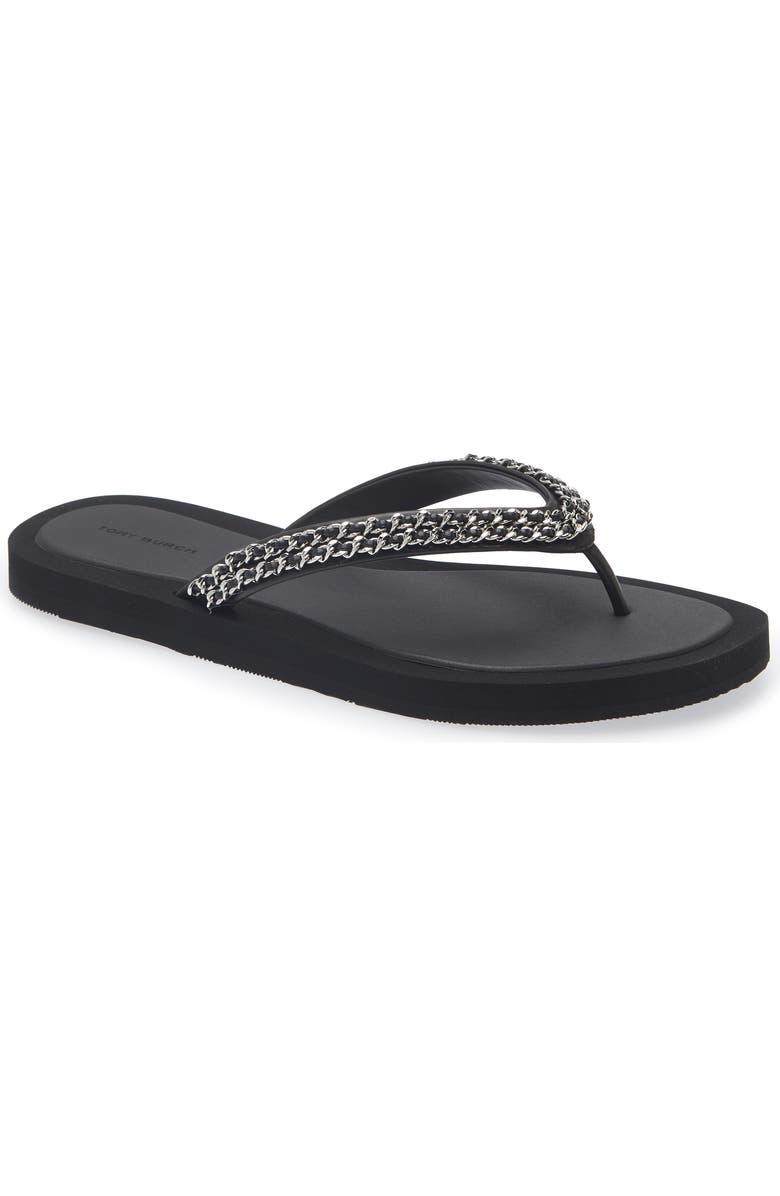 Tory Burch Kira Chain Flip Flop, Main, color, Perfect Black