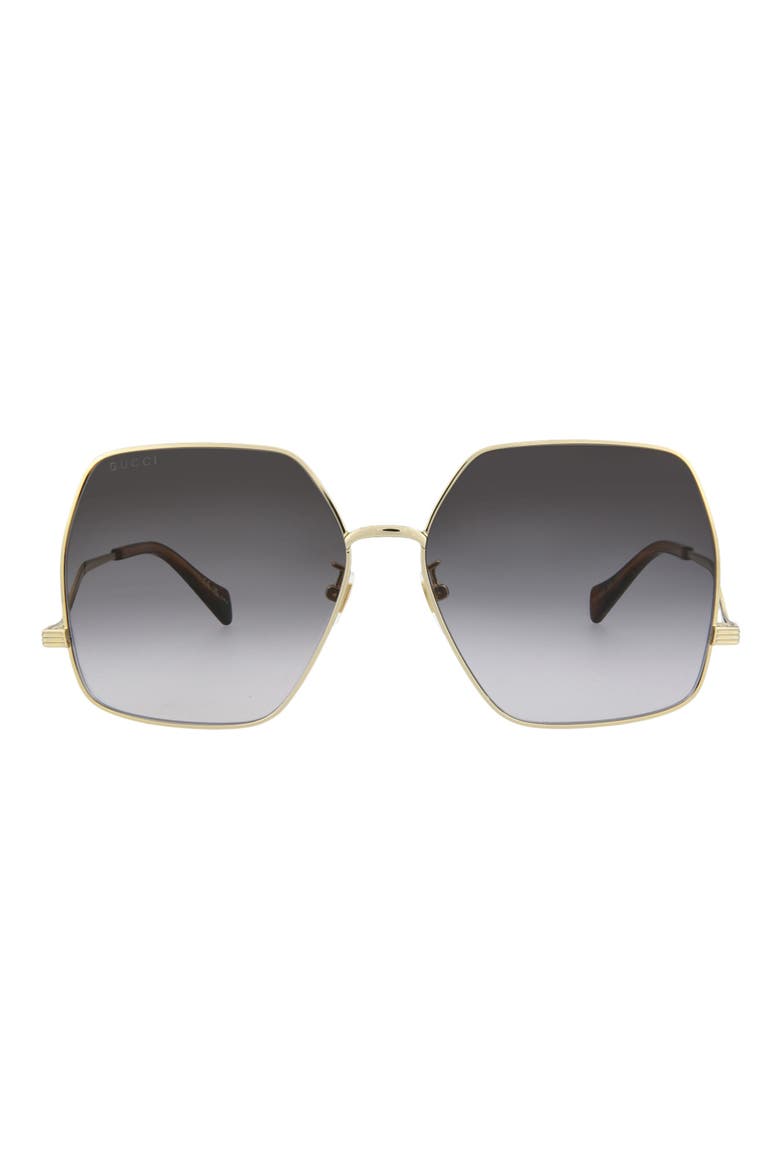 61mm Square Sunglasses, Main, color, GOLD GOLD GREY