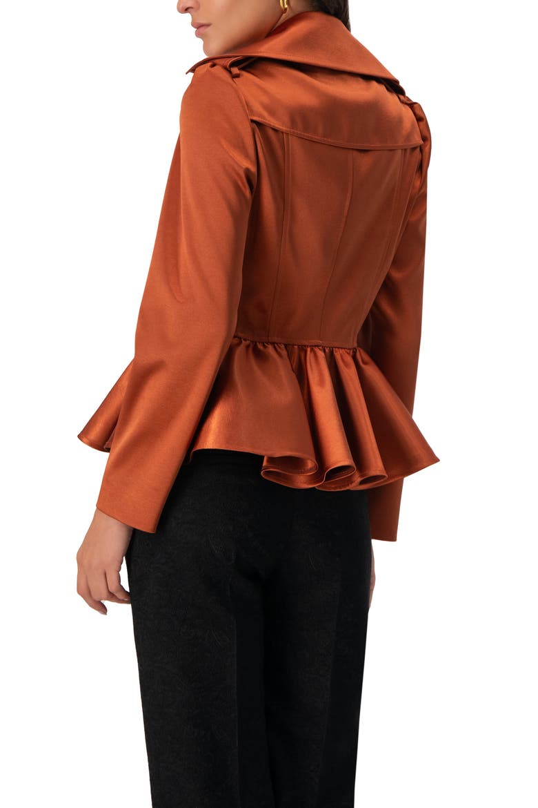 Short Double-Breasted Trench Coat, Alternate, color, Chedron