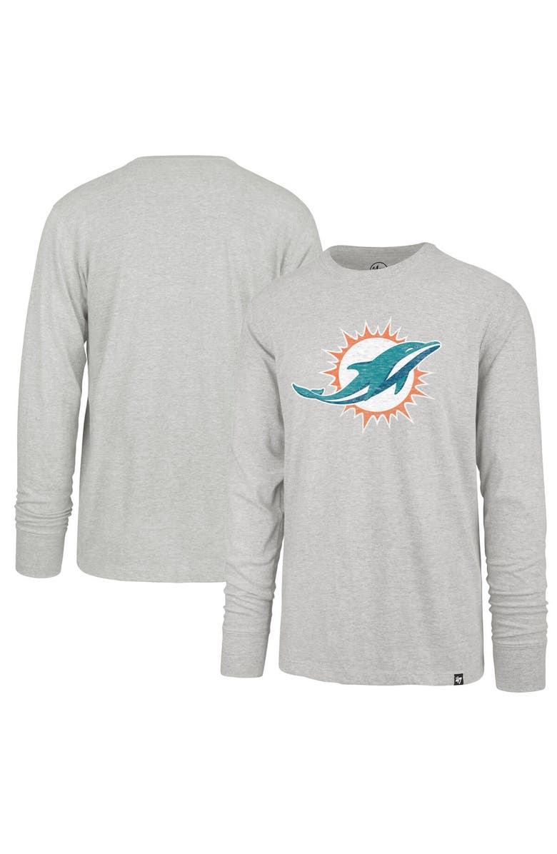 '47 Men's '47 Gray Miami Dolphins Premier Franklin Long Sleeve T-Shirt, Main, color, Gray
