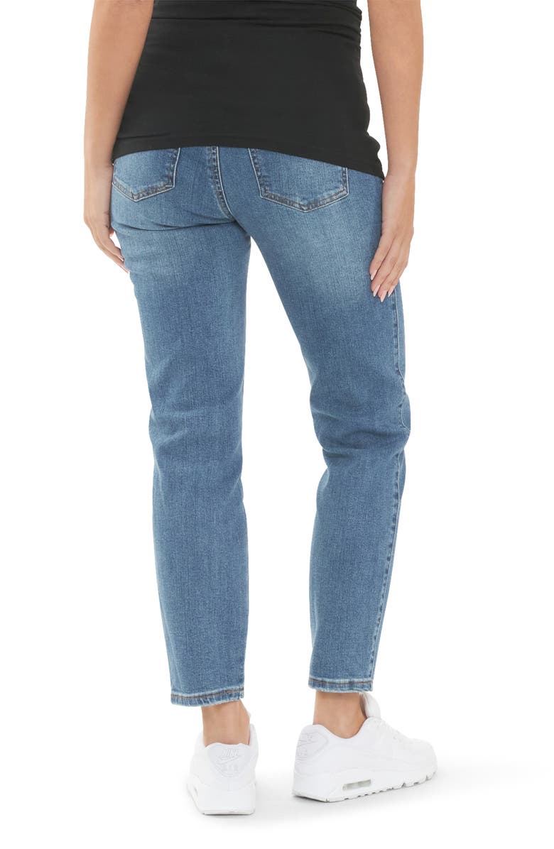 Ripe Maternity Dylan Distressed Straight Leg Maternity Jeans, Alternate, color, Blue