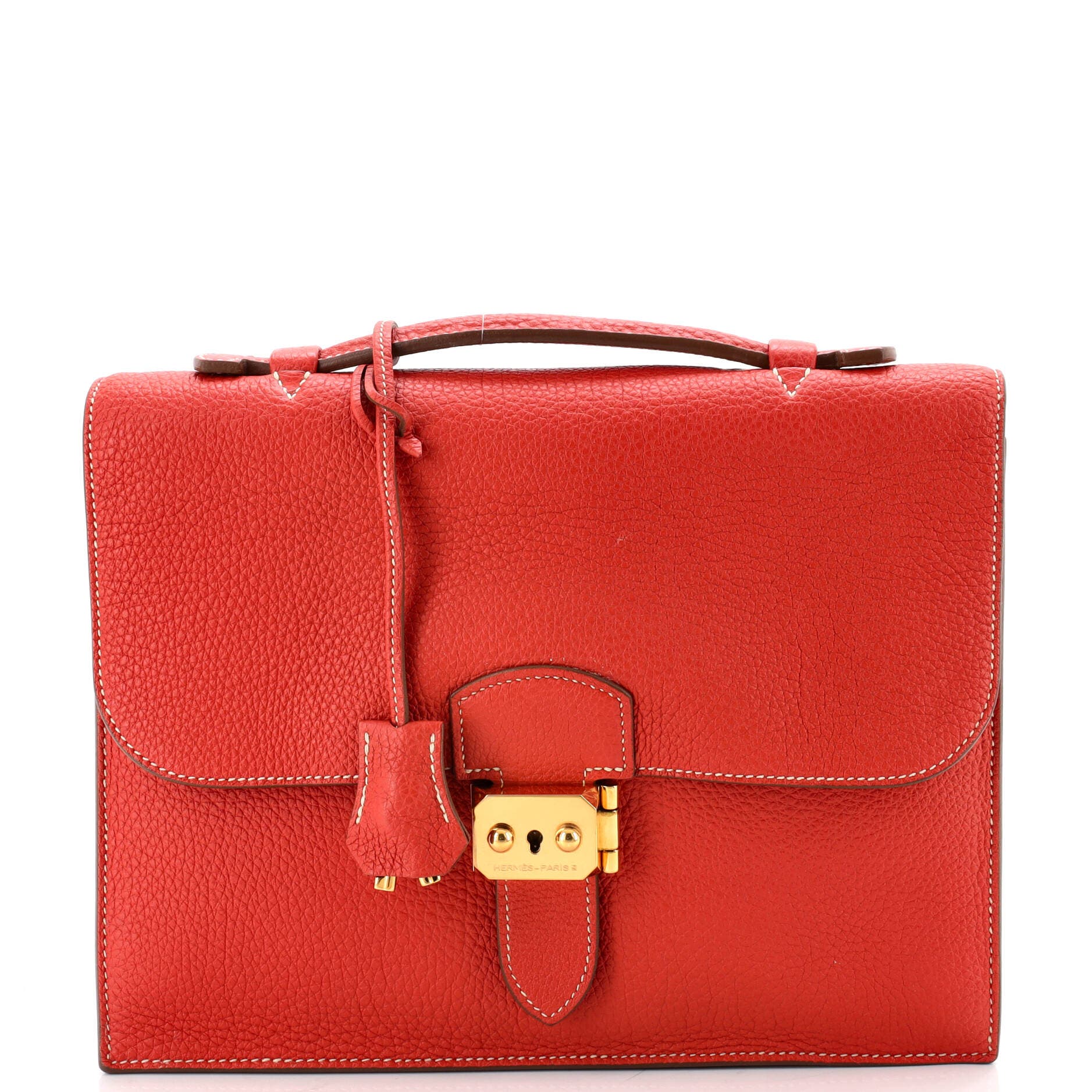 Pre-Owned Hermes Sac a Depeches Bag Togo 27, Main, color, Sanguine