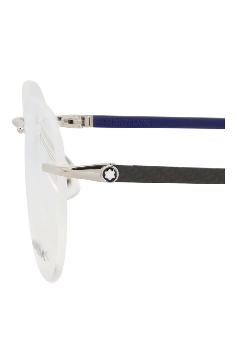 Montblanc 56mm Rimless Square Optical Glasses, Alternate, color, Silver Blue Transparent