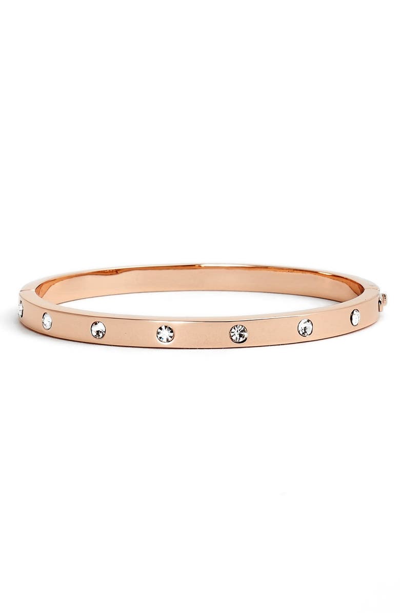 Kate Spade New York crystal hinge bangle, Main, color, Rose Gold