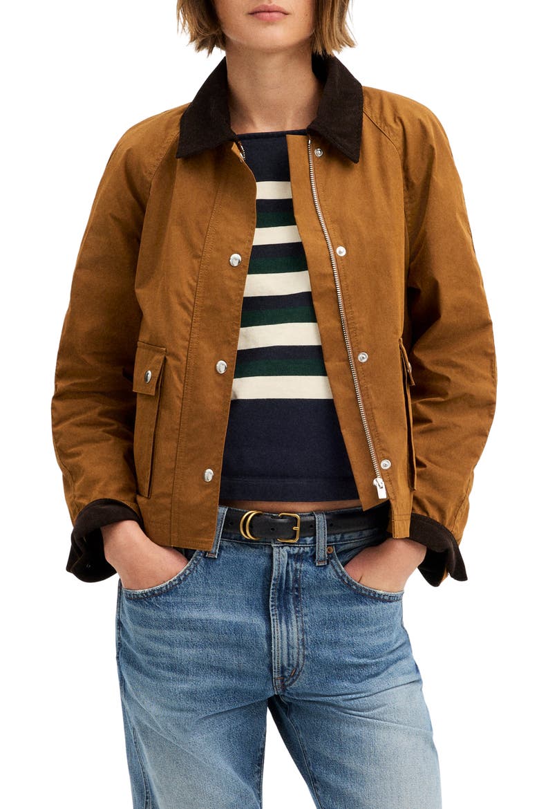 Waxed Zip Jacket, Main, color, SEPIA