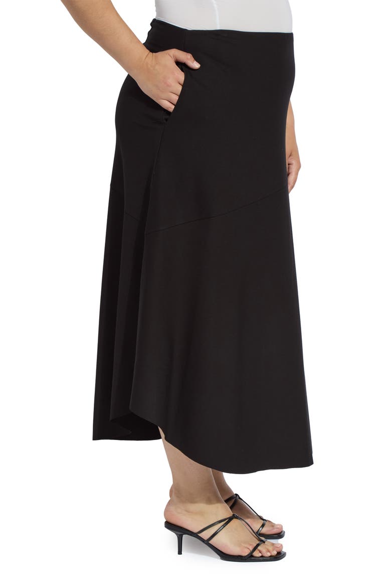 'Lyssentials A-Line Ponte Midi Skirt, Alternate, color, BLACK