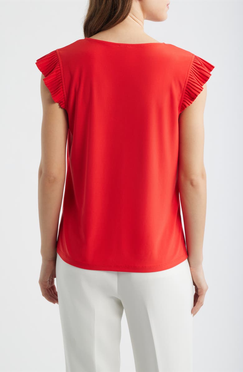 AK ANNE KLEIN Pleated Sleeve Top, Alternate, color, Begonia Red