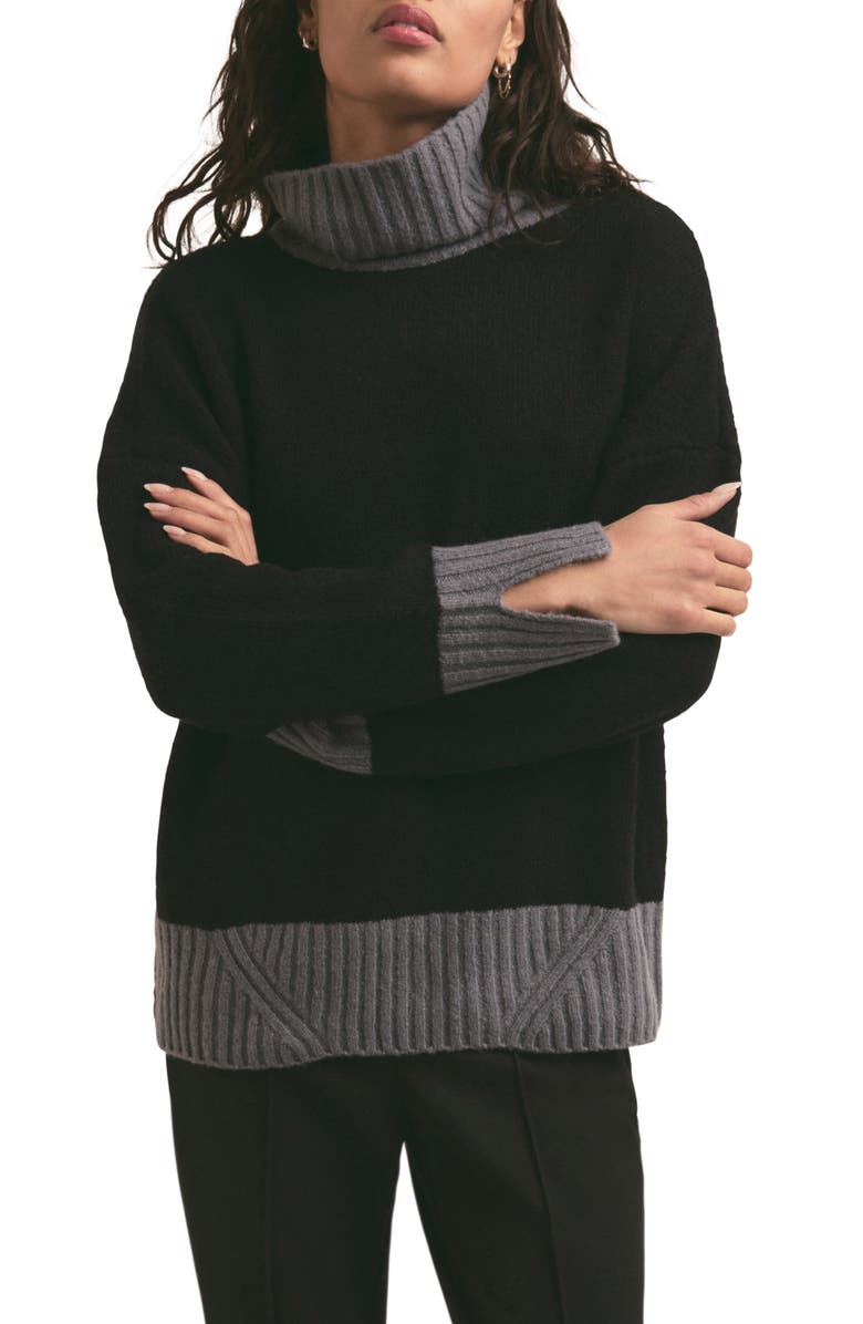 Favorite Daughter The Andi Contrast Rib Turtleneck Wool & Cashmere Blend Sweater, Main, color,