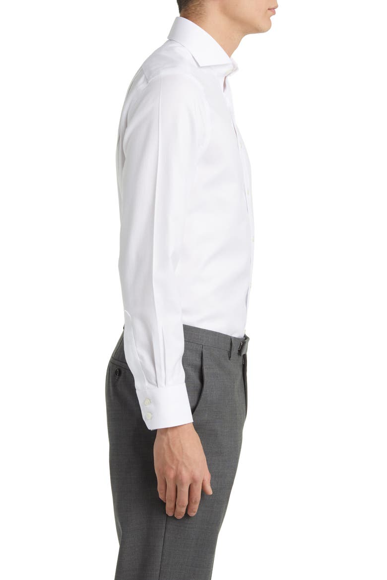 Slim Fit Non-Iron Cotton Twill Dress Shirt, Alternate, color, WHITE