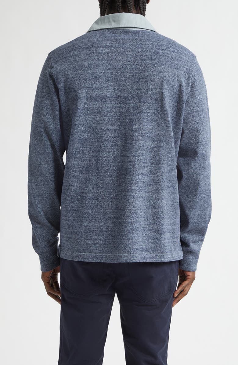 Burberry Ruby Relaxed Fit Long Sleeve Cotton Mouliné Jersey Rugby Polo, Alternate, color, Rivr Blu/ Clk Wht Ptn